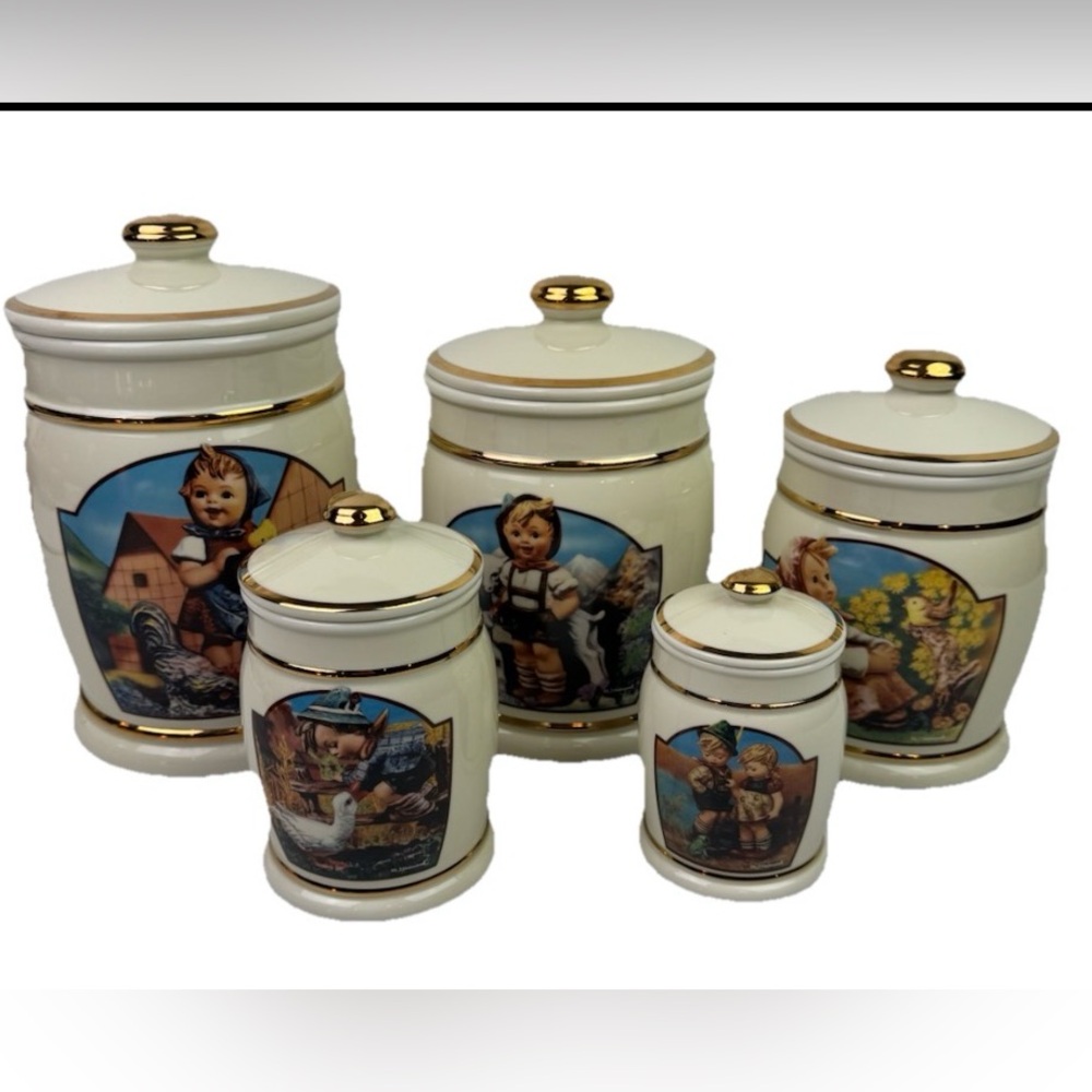 VTG 1993 MJ Hummel Canisters  Complete Set 5 Danbury Mint Kitchen Containers